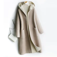 Осенне-зимние двухсторонние кашемировые пальто женские повседневные длинные утепленные шерстяные пальто с капюшоном верхняя одежда FP1712
