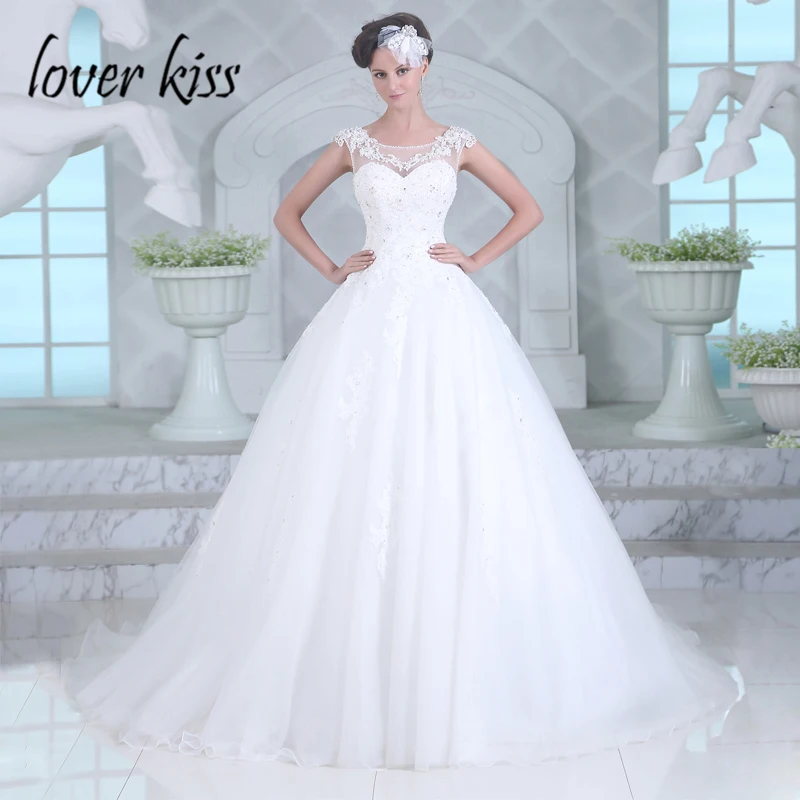 

Lover Kiss robe de princesse 2019 Luxury Beaded Bridal Gowns Sheer Back European Beaded Spring Church Wedding Dresses For Brides