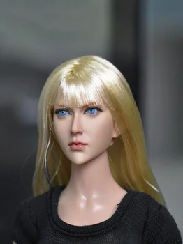 

KM13-90 Blong Long Hair Blue Eyes Red Eyebrow 1/6 Women Head Scupt DIY Models