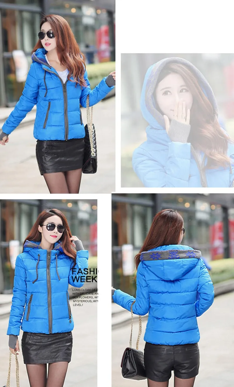 Women Winter Coat Long Sleeve Print Floral Hooded Slim Winter Parka Plus Size Cotton-Padded Jackets 2XL (5)