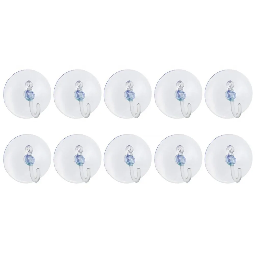 

10Pcs Hanger Kitchen Bathroom Strong Transparent Plastic Waterproof Suction Cup Sucker Wall Hooks Multi-purpose Organizer 10Dec2