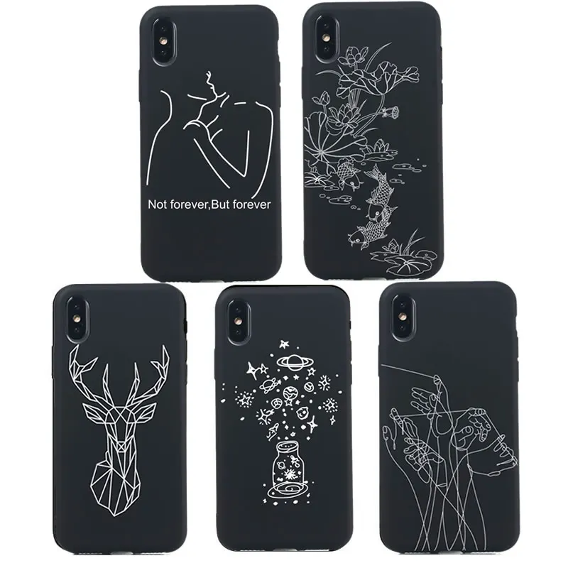 Мягкий чехол с абстрактными линиями для iPhone 8 7 Plus X XS MAX Wishing Bottle patternCase XR 6 6S 5 5S SE