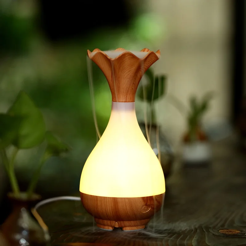 

95ML Wood Grain Vase USB Air Humidifier Ultrasonic Aromatherapy Purifier Essential Oil diffuser Aroma Night Light Atomization