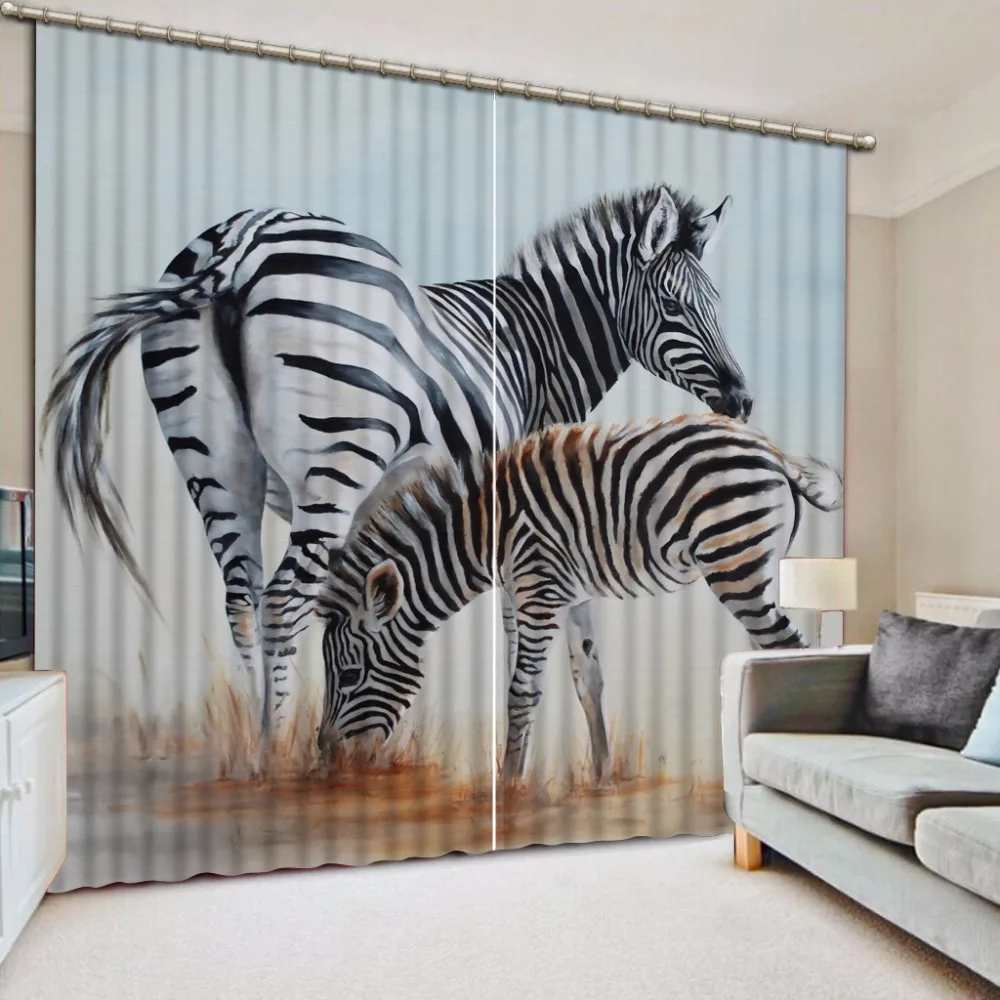 Modern Window Curtains design zebra Curtains For boy/girls Hooks