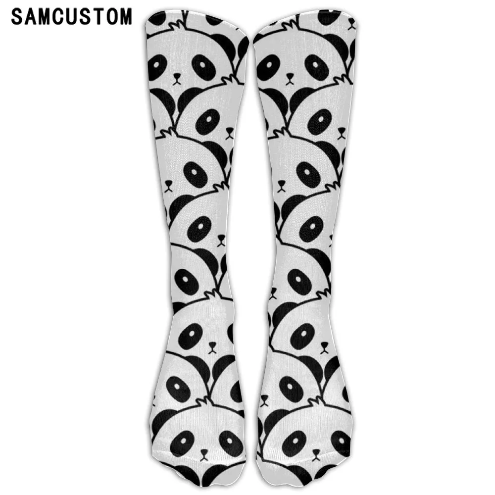 Бургундия SAMCUSTOM модные гольфы женские хлопковые высокие чулки выше колена для дам мыльные пузыри Панда 3D печать длинные чулки - Цвет: Бургундия