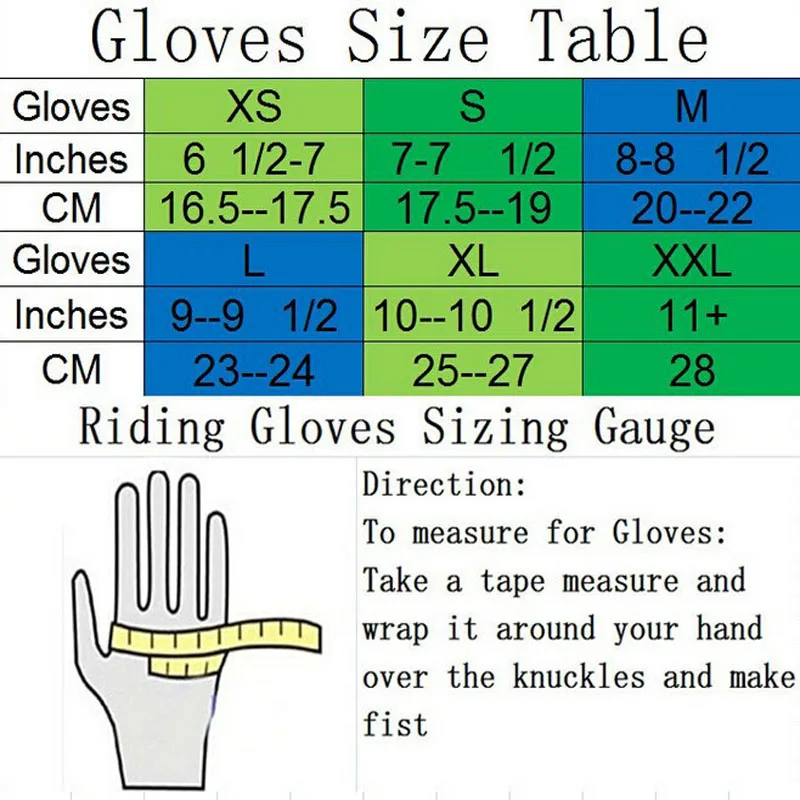 motorcycle gloves size