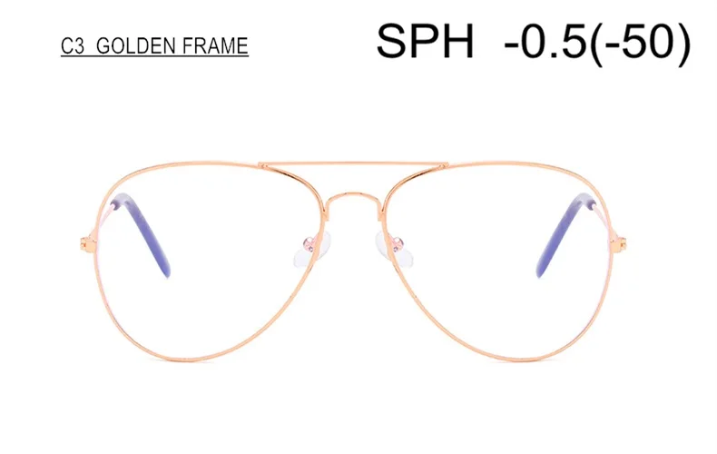 SUMONDY Рецептурные очки для близорукости SPH от 0 до-6,0 для женщин и мужчин модные оправа металлический оптические очки с диоптром по рецепту конечный продукт UF51 - Цвет оправы: C3 GOLDEN (-0.5)