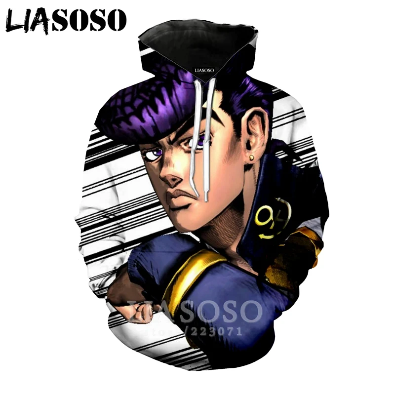 LIASOSO, зимняя мужская и женская толстовка Higashikata Josuke, 3D принт, JoJo, Необычные приключения, толстовки с длинным рукавом, топ, пуловер, B051-11 - Цвет: 21