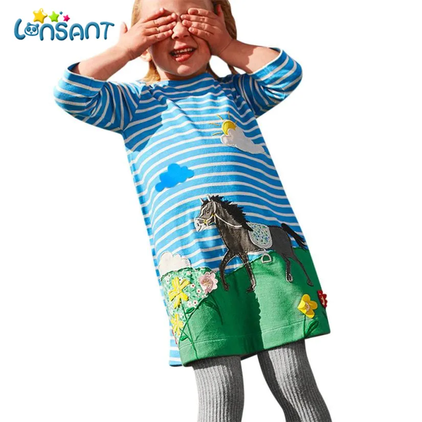 LONSANT Dresses Baby Girls Clothes Winter Casual Vestidos Striped Princess Party Dress Vestido Infantil 2019 Dropshipping De5