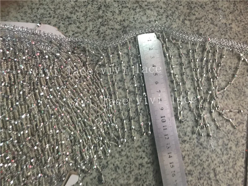 cheap 10 yards bag AA01# silver beads tassel fringe 10cm width for wedding dress decoration dress fashion designer,