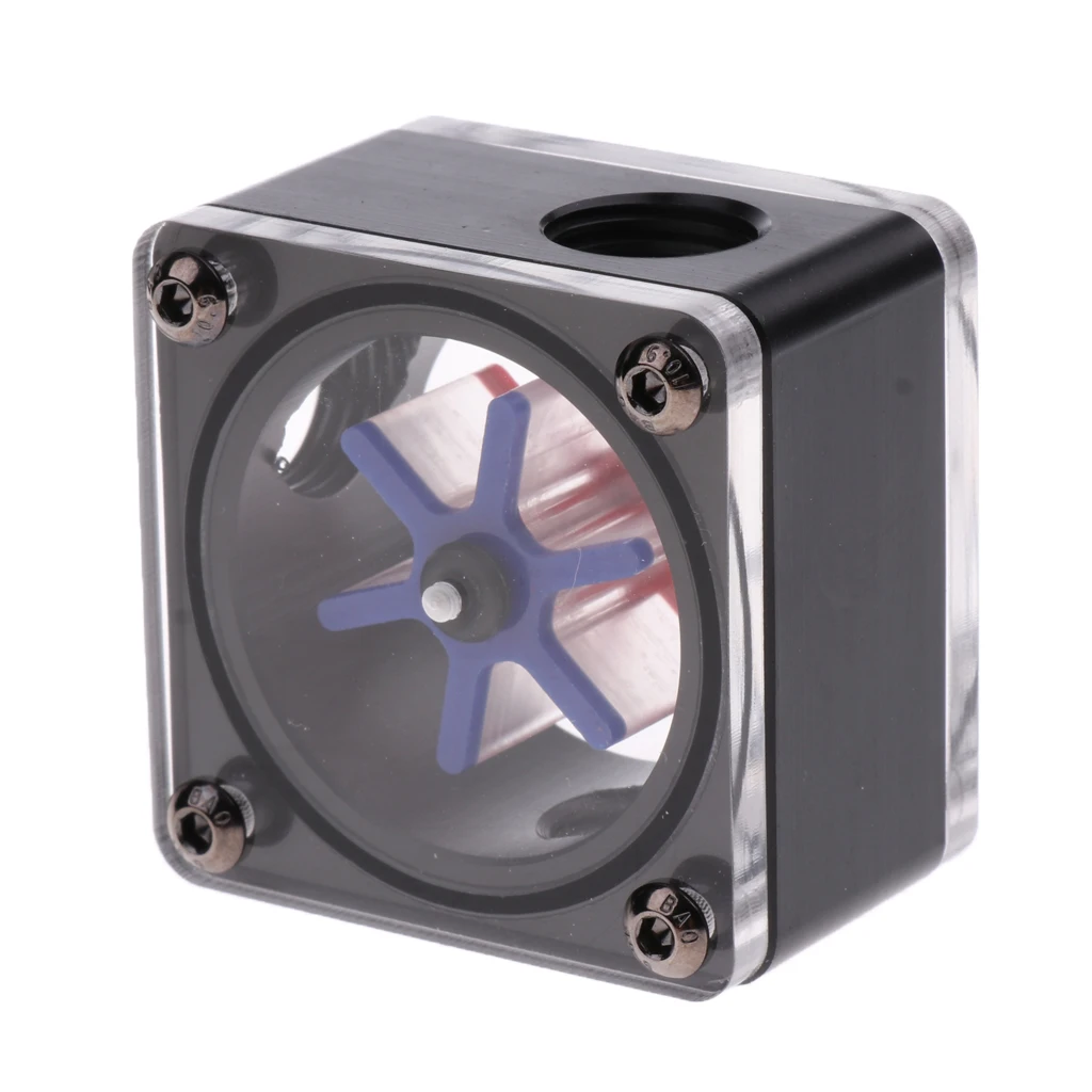 Water Cooling Flow Meter Acrylic G1/4 Threaded Flow Indicator Square Shape