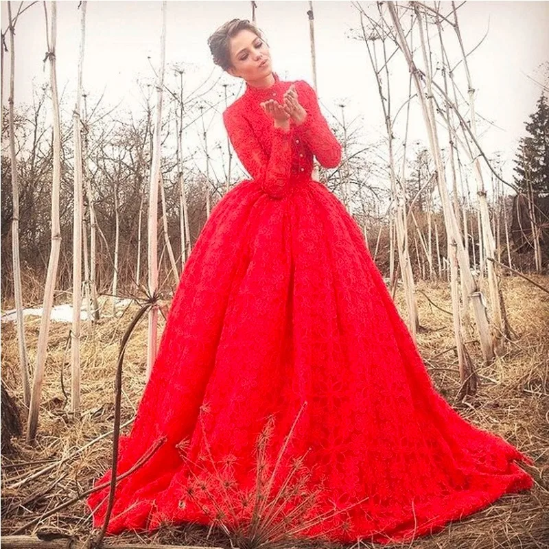 red colour bridal frock