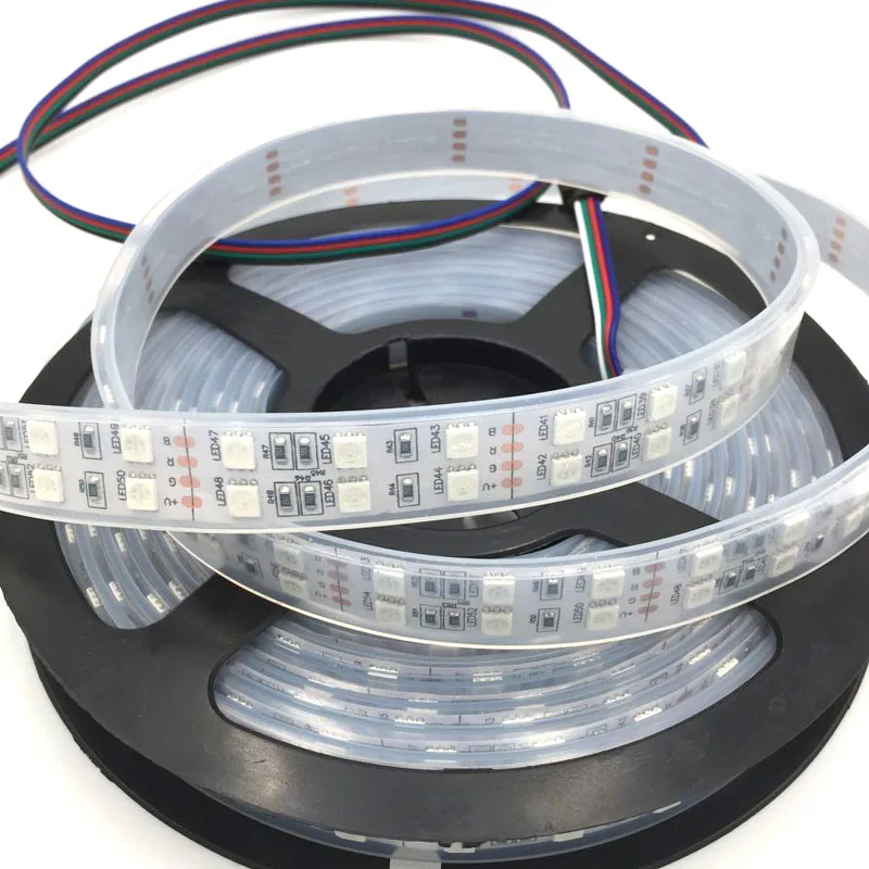 

EXPRESS 100 PCS 5050 Waterproof RGB 5M 600 led Double LED Strip with 1m wire