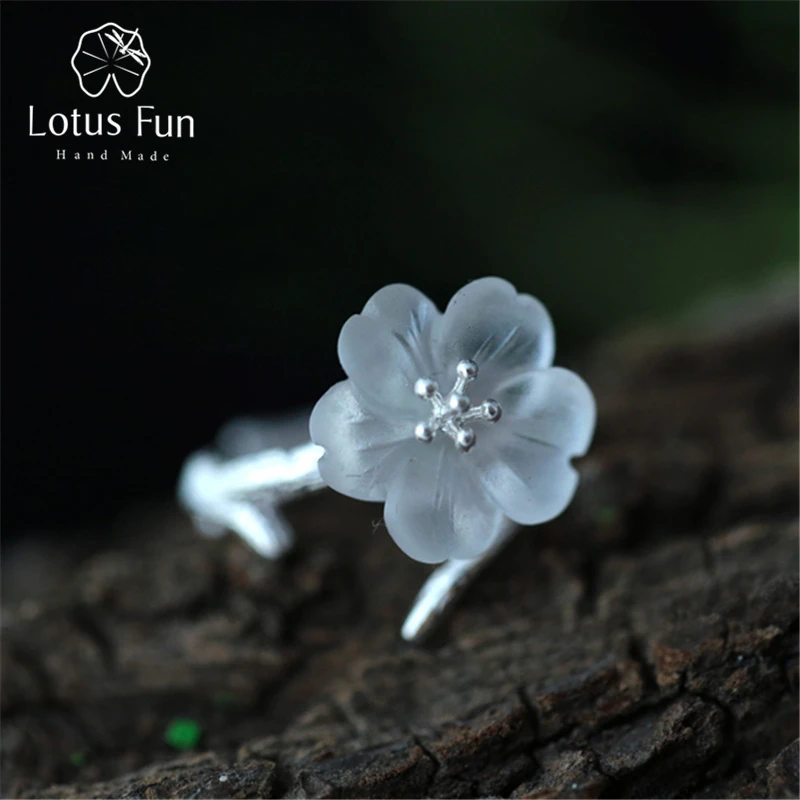

Lotus Fun 925 sterling silver rings handmade tree branch design white crystal ring for women party gift jewelry