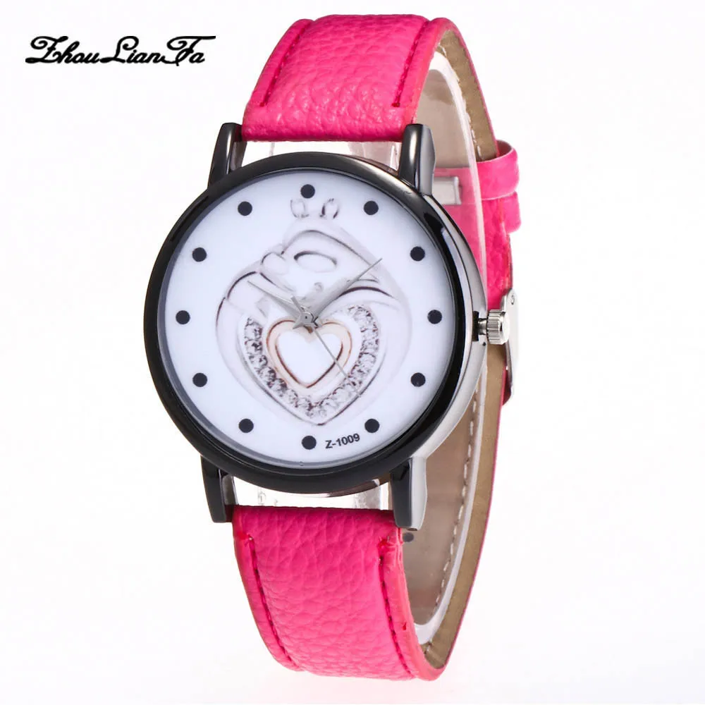 Zhoulianfa Brand Women's Watches Fashion Leather Heart pattern Analog Quartz Round Watch Casual Wristwatch Gift For Female Zhoulianfa Brand Women's Watches Fashion Leather Heart pattern Analog Quartz Round Watch Casual Wristwatch Gift For Female