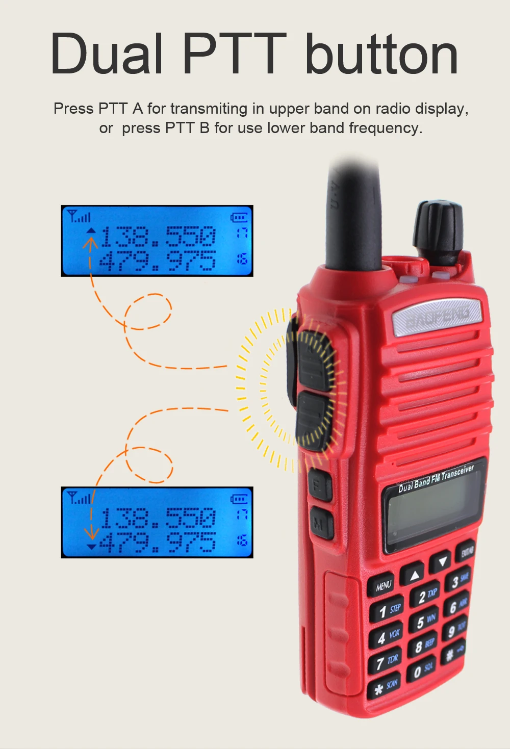 BaoFeng UV-82 иди и болтай Walkie Talkie “иди и 5 Вт 136-174 МГц& 400-520 МГц двухстороннее радио Любительское радио Baofeng Радио BaoFeng uv82