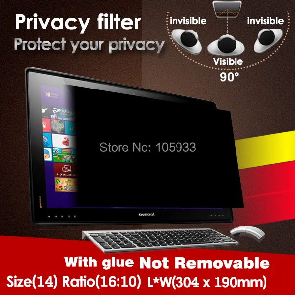 3m privacy filter 14.0 1610 304mm*190mm Anti spy Screen Protector Screen Guard WITH Glue For PC