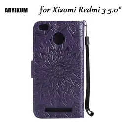 Aryikum для Xiaomi Redmi 3 3D Защита от солнца цветы Тиснение кожаный чехол для Redmi 3 5.0 дюймов Flip Стенд сзади Чехол для мобильного телефона