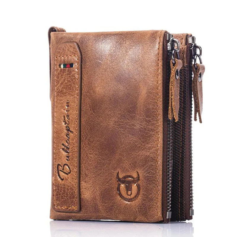 

New Fashion Natural Cow Leather Wallets Business Credit Card Holder Purse Men's Wallets Brand Black Brown Genuine Leather Wallet