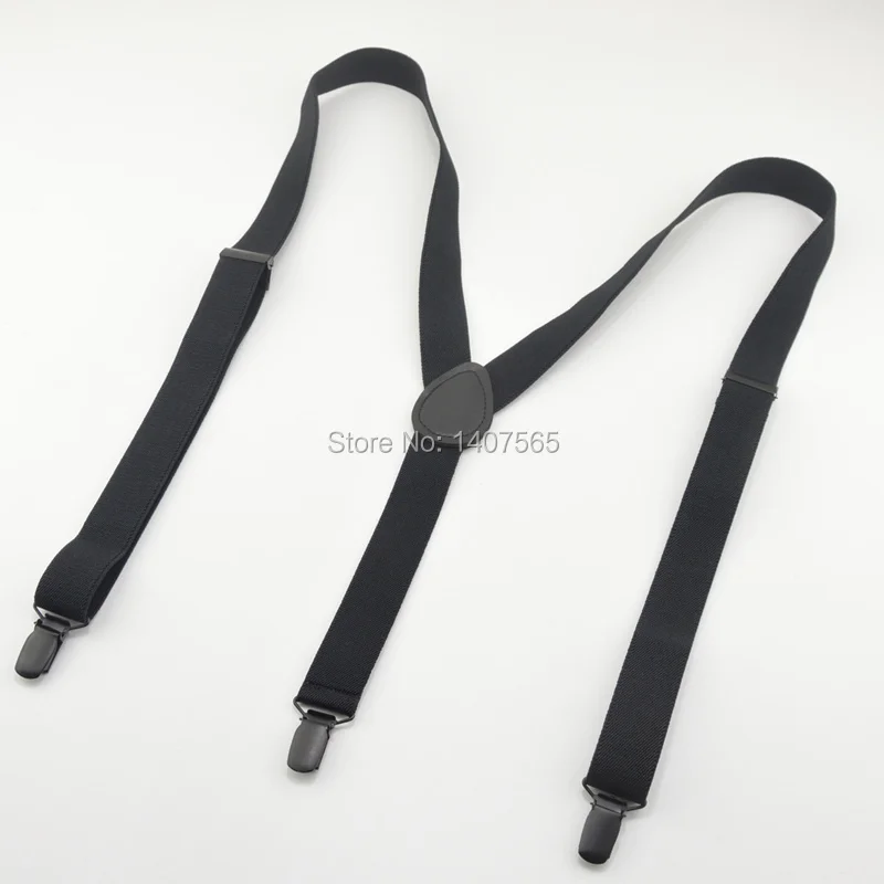 

Fashion Black large size 3 Clip Unisex Suspenders for Women Mens Braces For Trousers Elastic Belts Straps Braces 110 and 120cm