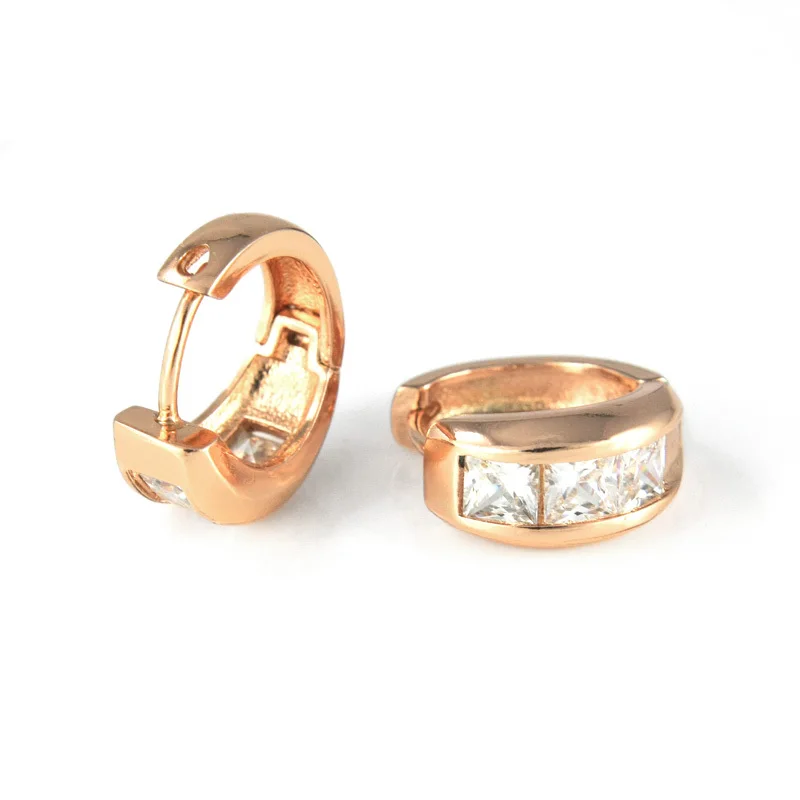 Цветные маленькие золотые серьги-кольца с цирконами для женщин, женские серьги, модные серьги с кристаллами E1934