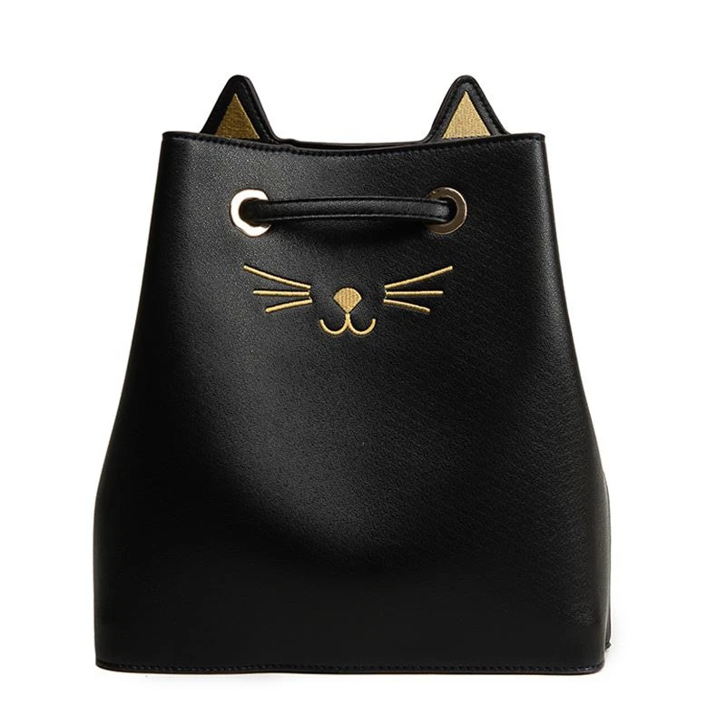 

New Large Capacity PU Cute Cat Pattern Cross-Body Bags String-Drawn Single Shoulder Bags