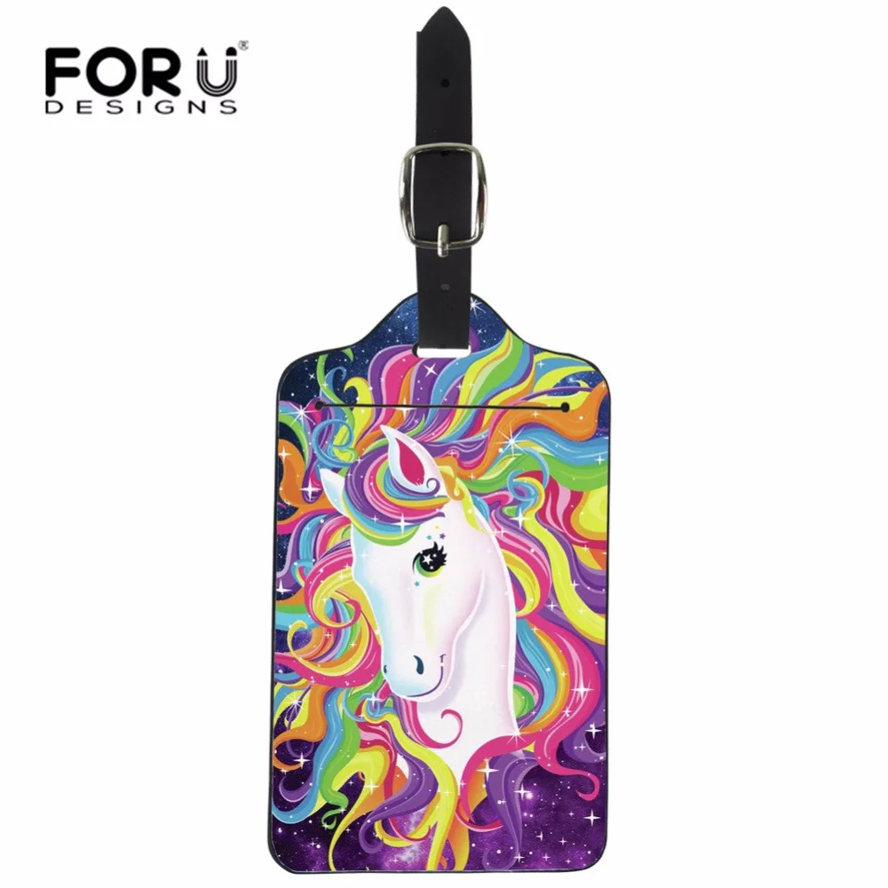 

FORUDESIGN Luggage Card Bag Accessories Cute Unicorn Print Travel Luggage Label Adjust Straps Custom Suitcase Luggage Tags