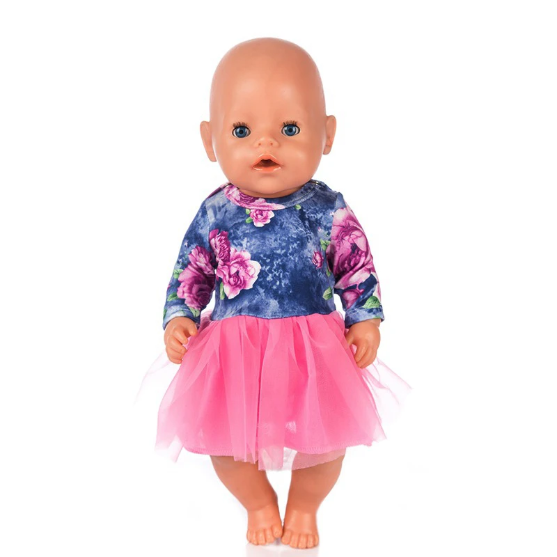

For 43cm born baby dolls clothes lastic shirt lace dress for 18" baby doll clothes pants for 18 inch girl doll baby gifts