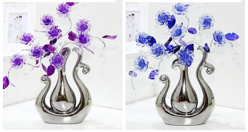 5 цветов Современная креативная простая керамическая Цветочная ваза орнамент Искусственный хрустальный цветок украшение дома Z-37/309
