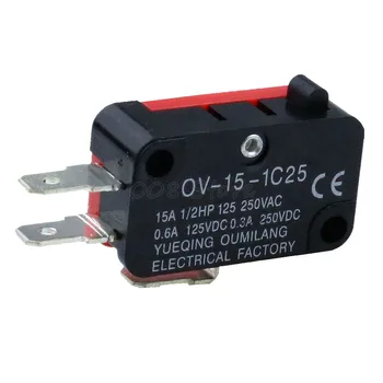 

1 V-15-1C25 15A 250V/125V AC SPDT Momentary Snap Action Micro Limit Button Switch