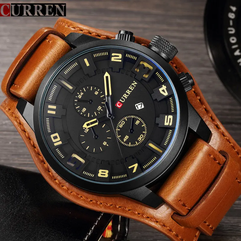 Curren Mens Watches Top Brand Luxury Leather Quartz Watch Men Fashion Casual Sport Clock Men&#39;s ...