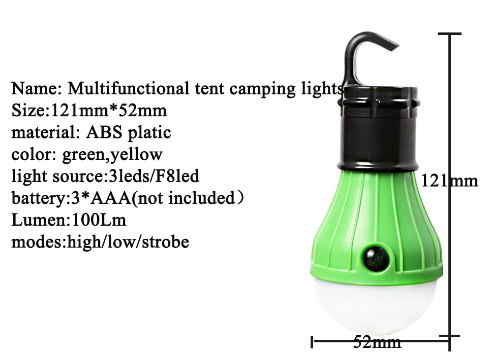 1 шт. переносная наружная подвеска 3 светодиодный фонарь для кемпинга светодиодный фонарь лампа для кемпинга палатка Рыбалка 4 цвета AAA батарея