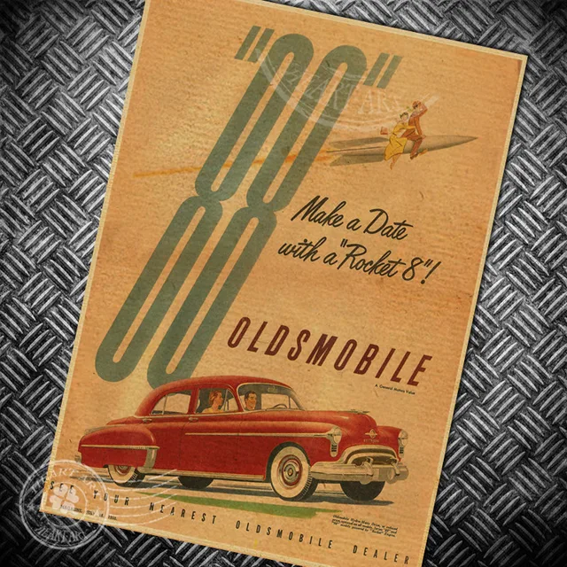 free ship vintage classic red car poster retro wall art sticker bar cafe home decoration antique