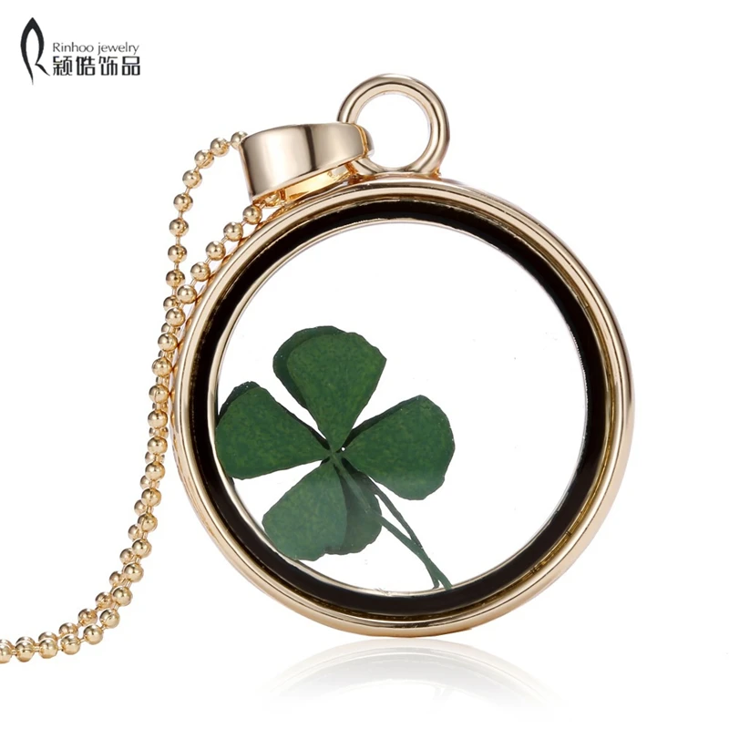 

Long Chain glass bottle gold pendant necklaces for women Witness of love-dried flower glass memory locket pendant necklace