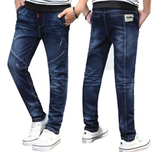 Весенние штаны для мальчиков длинные стильные хлопковые джинсы для малышей осенние джинсовые брюки для детей от 3 до 14 лет длинные брюки для мальчиков подростковые джинсы высокого качества