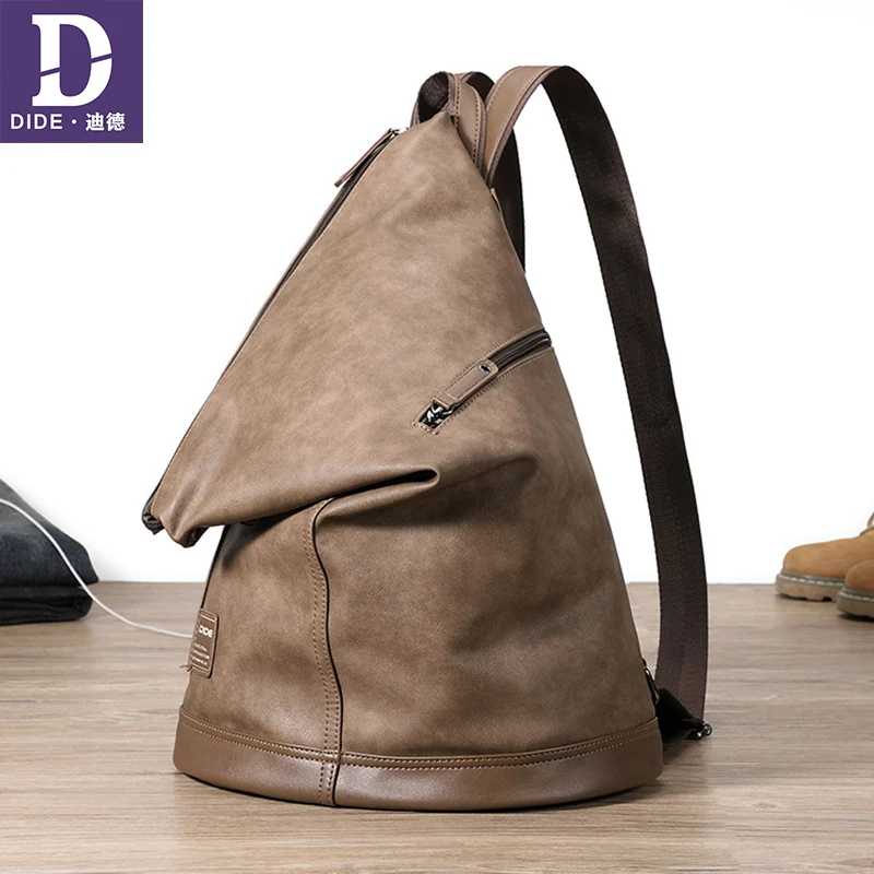 

DIDE 2019 Simple Unisex Travel Backpack Casual schoolBag Waterproof Leather Men's Backpacks 14-15 Laptop Backpack Male/Women Bag