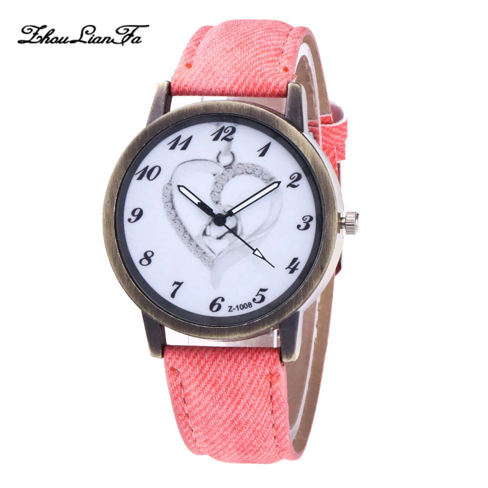 Modern Fashion Women Heart pattern Faux Leather Band Analog Quartz Round Watch Casual Wristwatch Gift For Female Modern Fashion Women Heart pattern Faux Leather Band Analog Quartz Round Watch Casual Wristwatch Gift For Female