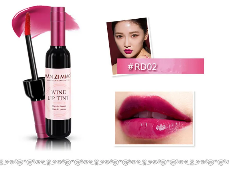 1 шт. корейская косметика бренда Макияж красное вино форма матовый оттенок губ Блеск для губ Водонепроницаемый для губ жидкая Губная помада batom Lip stick - Цвет: RD02