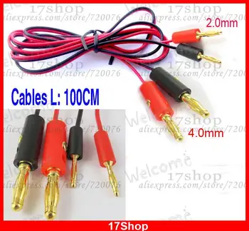 

1 pairs Gold 2mm Banana Plug to 4mm Banana Plug Cable for Test Probes Meter