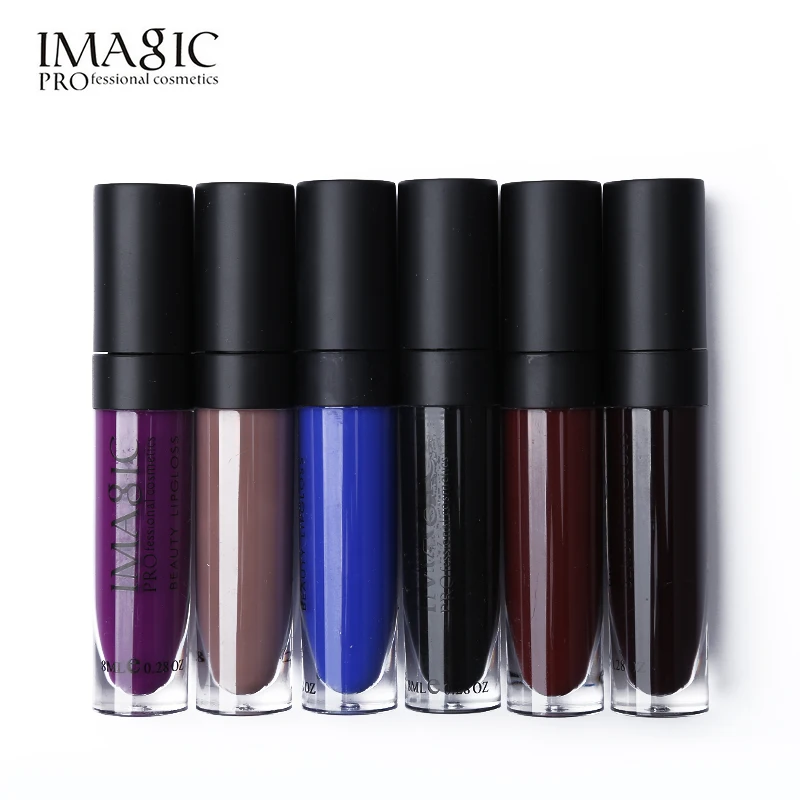 

Lipgloss Lot Long Lasting Lipstick Tint Batom Lip Kits Imagic Brand 6pcs/lot Makeup Liquid Lip Gloss Matte Set Halloween Party