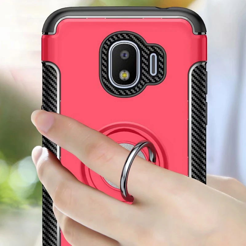 Luxury Full Cover Protect Case For Galaxy J2 Pro 2018 Hard PC Silicon Soft Capa Metal Ring Bracket Samsung |