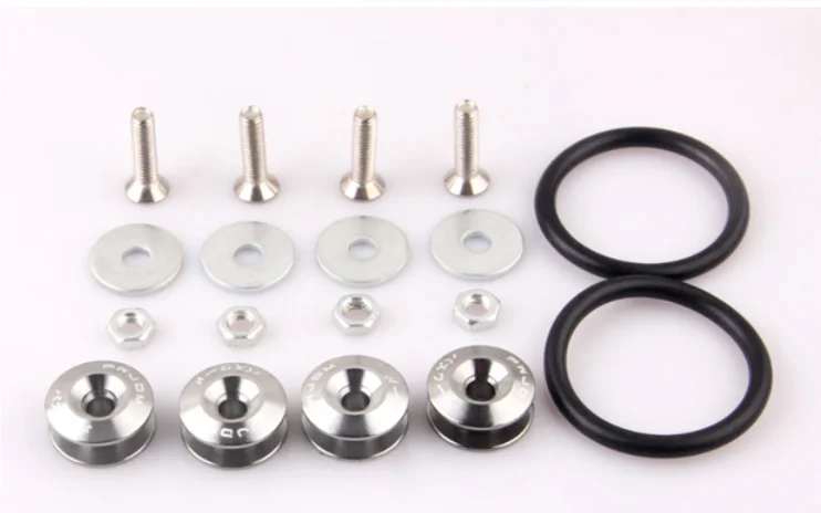 1Set Aluminum Heavy Duty JDM Car Bumper Fender Quick Release Fastener Kit Black