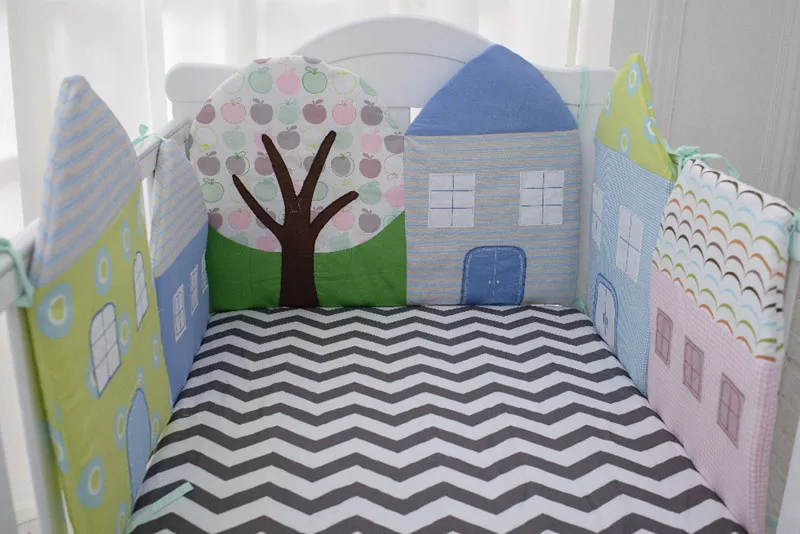 

6 pieces Infant Crib Bumper Baby Kids Cotton Cot Nursery bedding for boy and girl Bed Protector Liner