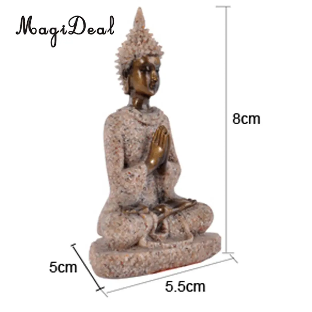 MagiDeal The Hue Sandstone Meditation Buddha Statue Sculpture Hand Carved Figurine Home Office Decor