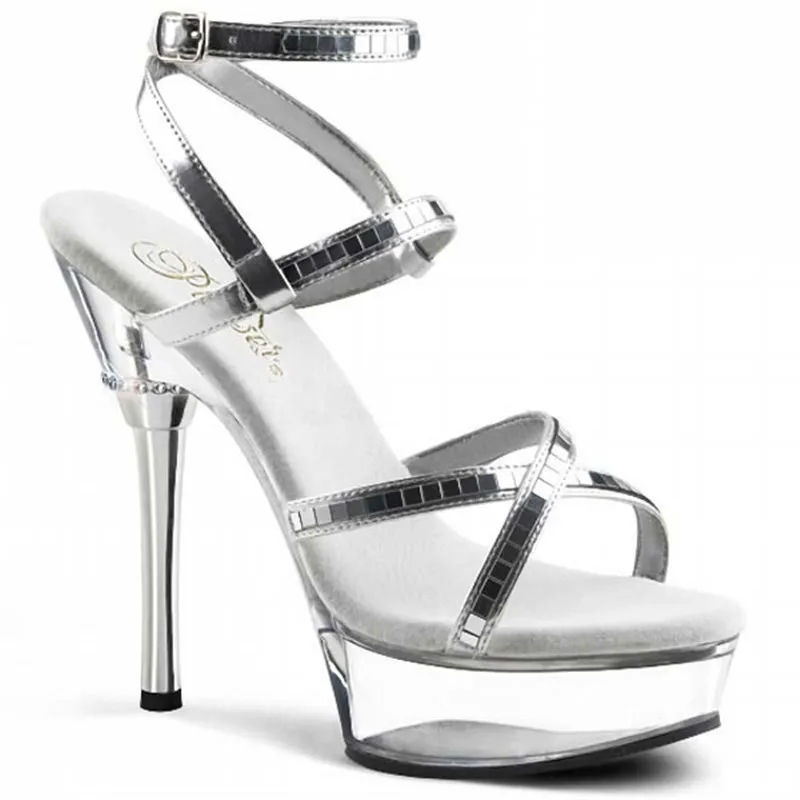 

In the summer, new high heels and silvery sequined women's shoes go with 15CM, high-heeled sandals
