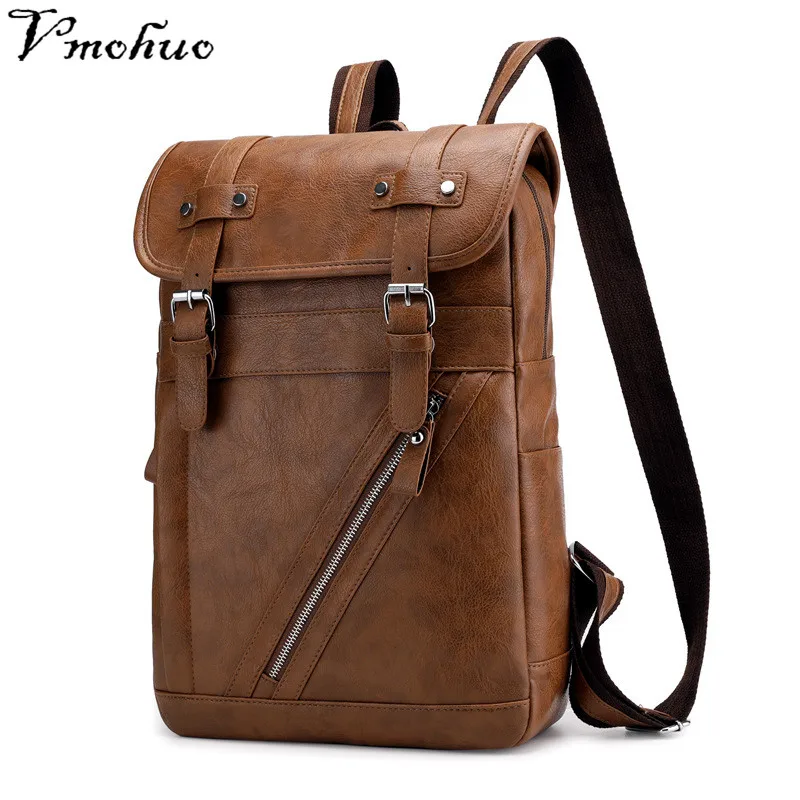 

VMOHUO Backpack Men Fashion Vintage Male Backpack Leather School Bag Neutral Portable Waterproof Travel Bags Mochila Hombre