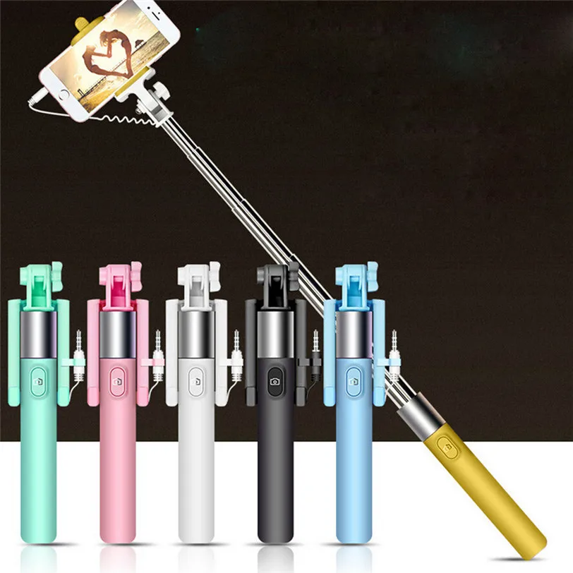 

Wired Selfie Stick Extendable Handheld Self-portrait Holder Monopod Stick For Cell Phone Foldable Portable