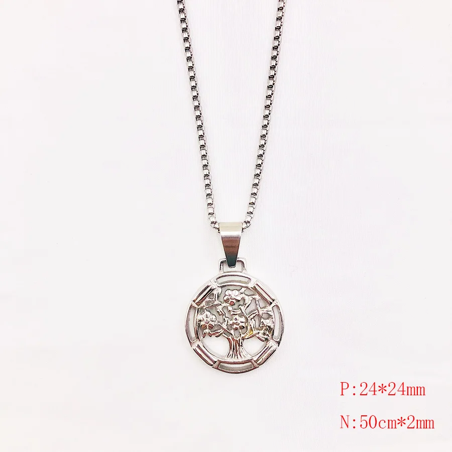 

Huan Wen Men Women Silvery Pendant Box Square Rolo Link Chain For Christian Gift NK050