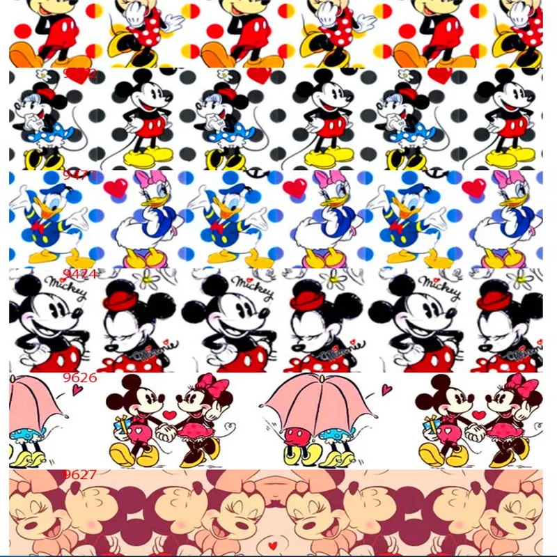 

25 38 50 75mm width 100% Polyester minnie mickey Printed Grosgrain Ribbon cartoon Ribbons MK01