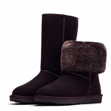 2017 Buyiniao Women’s Winter Tall Snow Boots Warm Long Plush Genuine Leather Thigh high Boots Australia Platform Shoes For girls
